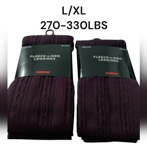 2-Women's Fleece Lined Textured Burgundy Leggings size L/XL 270+330lbs Cozy Warm
